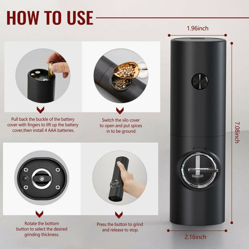 Electrical Salt and Pepper Grinder With LED