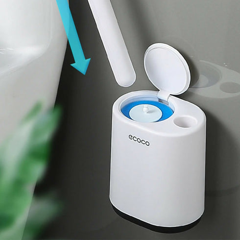 Disposable Toilet Brush with Holder, White