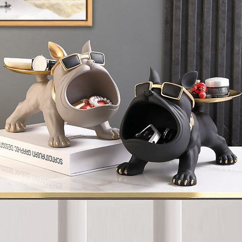 Ornamental Big Mouth French Bulldog Butler Storage Box with Tray.