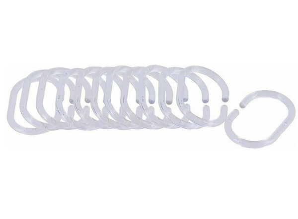 12-Pack Shower Curtain Rings Open C-Shape Design
