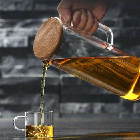 Glass Pitcher with Stainless Steel Cap - Cold/Hot Water