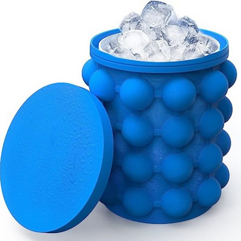 Portable Ice Cube maker, silicon bucket with lid for frozen beverages
