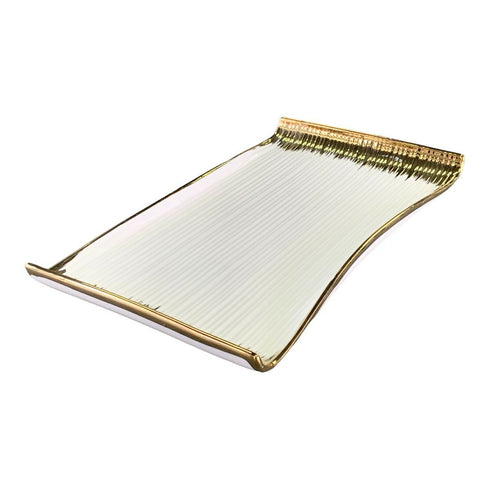 Rectangular Serving Plate with Gold Edge