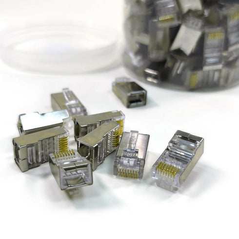100 Pcs Rj45 Cat6 Cat 6a Shielded Connectors