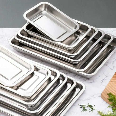 Rectangular Stainless Steel Roasting Pan - 6Pack With Mixed Sizes