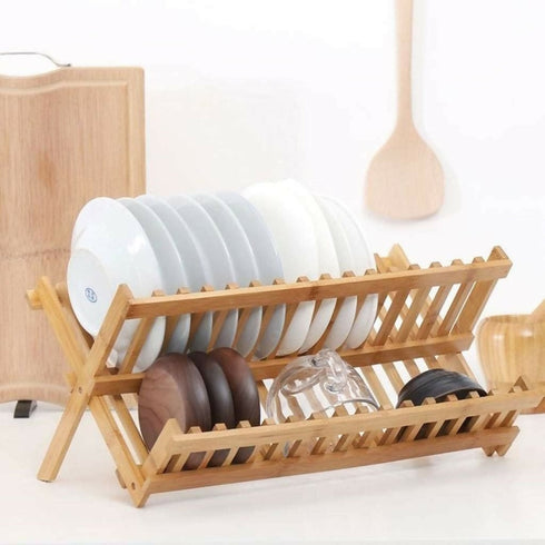 Foldable Bamboo Dish Drying Rack