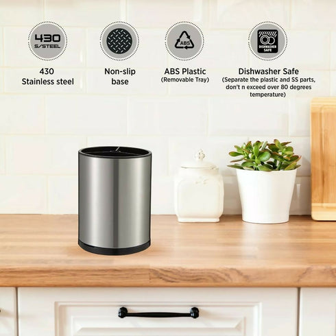 Stainless Steel Kitchen Utensil Holder 360 Rotating