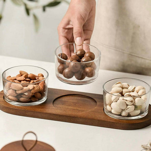 3-Piece Nut Jar Set with Wooden Tray