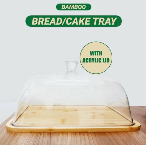Bamboo Bread/Cake Tray with Acrylic Lid