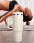 1.2L Tumbler with Handle Straw Lid, Stainless Steel Travel Mug - Cream