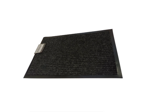 Ribbed Doormat - 100% Polyester & 100% PVC Backing - 50x80cm - Black