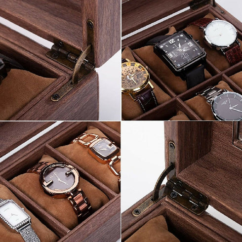 Leather Watch Box with 12 Glass Top Slots