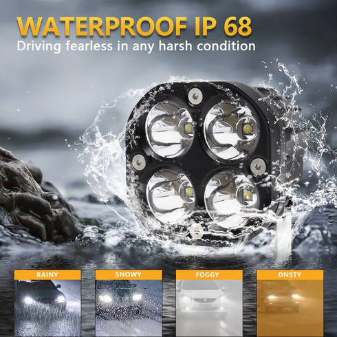 Set of 2 LED Square High-Performance Driving Light Spotlights