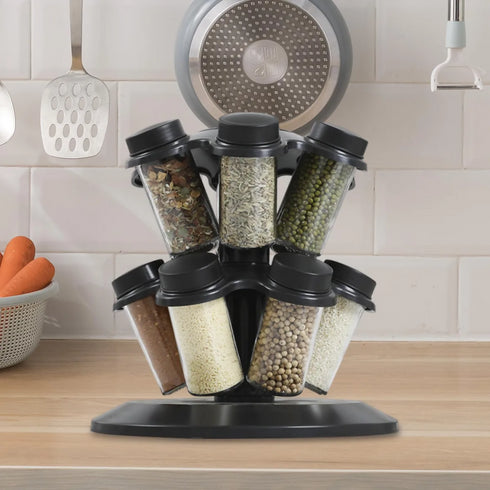 12-Bottle Spice Holder, 360° Turntable Rack for Seasoning Spice Rack