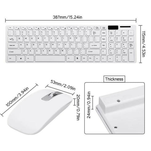 Ultra-thin Wireless Keyboard And Mouse Combo Set - White