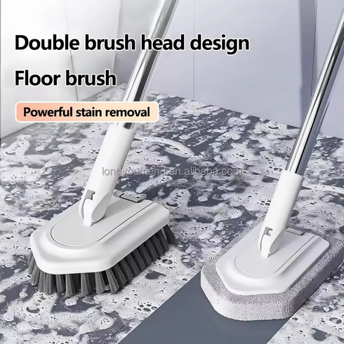 Double Brush Head Design Plastic Floor Wall Glass Cleaning Tool with Crevice Brush