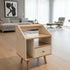 Counter Square Side Table With Drawer+Stroage-White Bedside Pedestal-7018