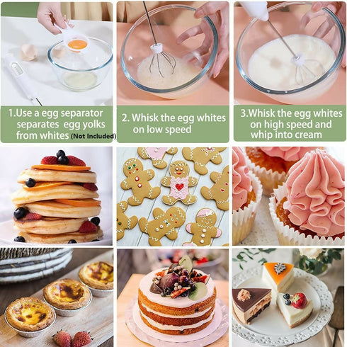 Milk Frother Egg Blender with 2 Heads