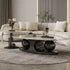 Oval Marble Top Coffee Table with 2 Ball Base Design And Side Table