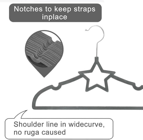 Velvet Baby Clothes Hanger Children’s Coat Kids with Notched Shoulder and Non Slip Design For Newborn to Toddler Clothes