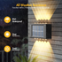 4 Pack Solar Wall Lights Outdoor, 10 LED Solar Fence Light Waterproof Outdoor Up and Down Garden Fence Lighting for Yard Garage Porch Deck Pathway Decoration