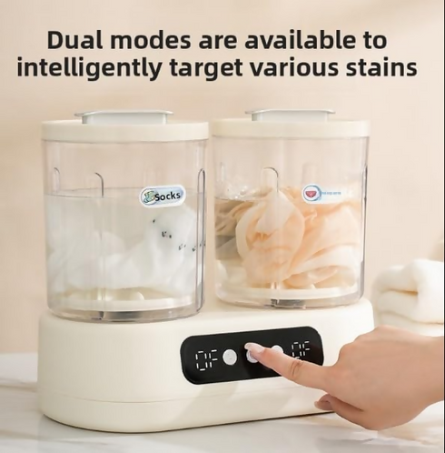 1.5 L Mini Double Cup Fully Automatic Portable Washing Machine for Underwear and Socks,