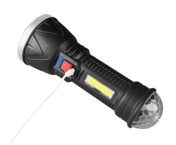 Rotating Color LED Light COB Side Light Rechargeable Emergency Flashlight