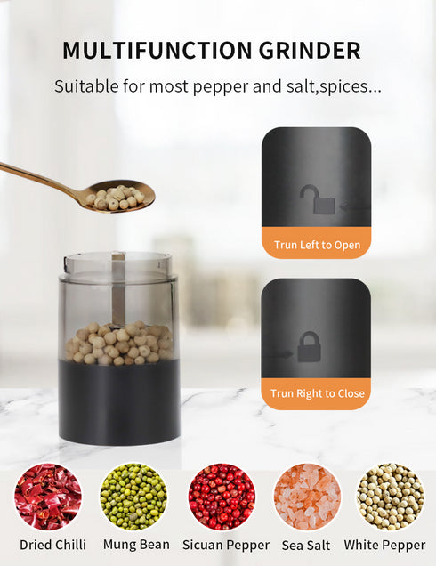 Electric Salt and Pepper Shaker Rechargeable Pepper Grinder Mill Set.