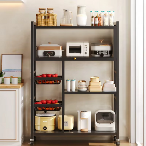 Kitchen Floor-standing Storage Rack, Multi-layer Fruit and Vegetable Storage Rack-FU-10027 - BLACK