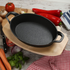 24cm - Cast Iron Skillet with Wooden Base Mini Cast Iron Plates