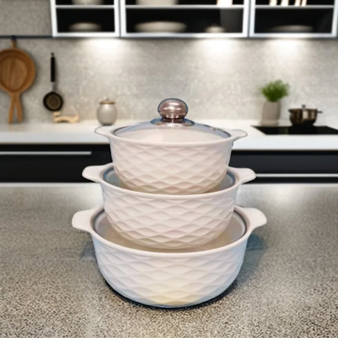 3 Piece Ceramic Serving Soup Pot