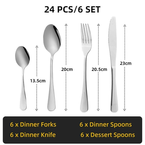 24 Piece Stainless Steel Cutlery Set