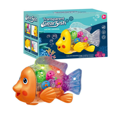 Battery Operated Super Transparent Crystal Gear Fish Toy