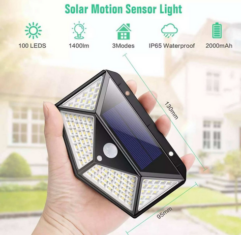 LED Outdoor Solar Wall Lamp Waterproof PIR Motion Sensor Garden Wall Light