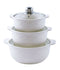 3 Piece White Ceramic Casserole Serving Dishes Set with Tempered Glass Lid Covers