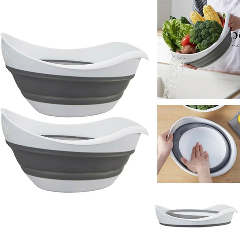 Collapsible Colander and Strainer with Spout