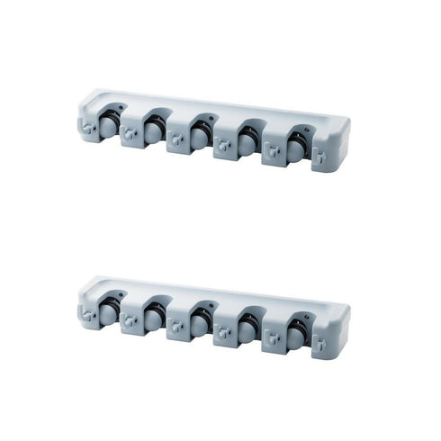 Wall-Mounted Multipurpose Broom & Mop Holder With 6 Hooks