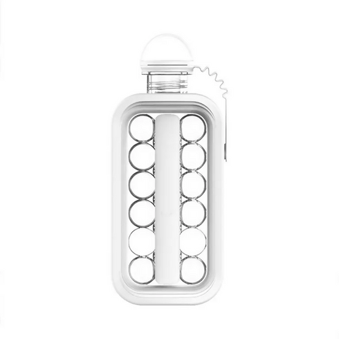 2-in-1 Portable Water Bottle/Ice Cube Maker - White, Transparent
