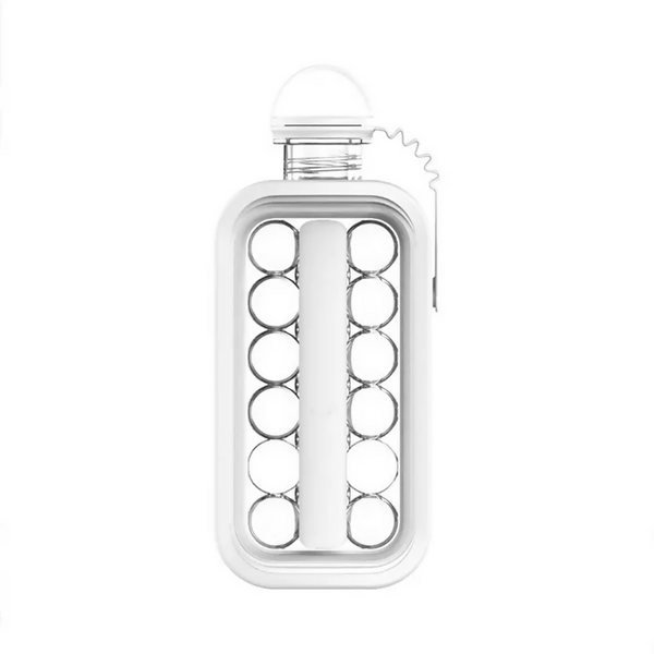 2-in-1 Portable Water Bottle/Ice Cube Maker - White, Transparent