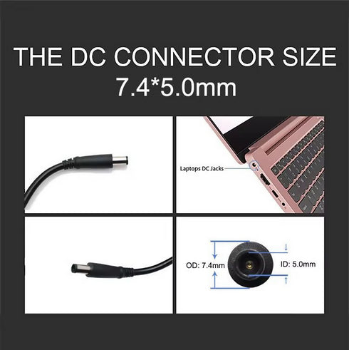 Laptop Charger Compatible with Del (7.4 x 5.0mm) - 90W 19.5V 4.62A