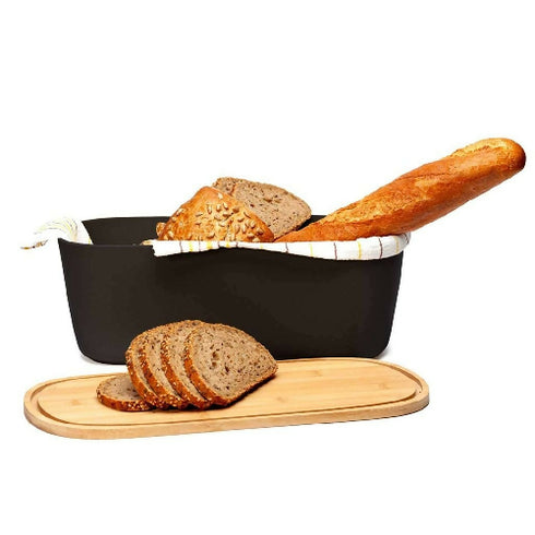 2 in 1 Bamboo Bread Bin and Wooden Cutting Board