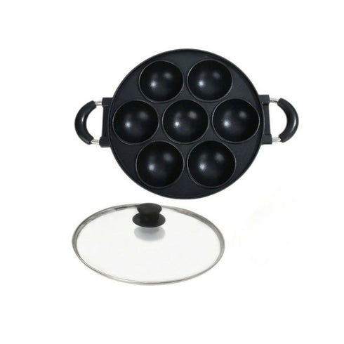 Multipurpose Nonstick Baking Mold Pan Seven Holes with Glass Cover