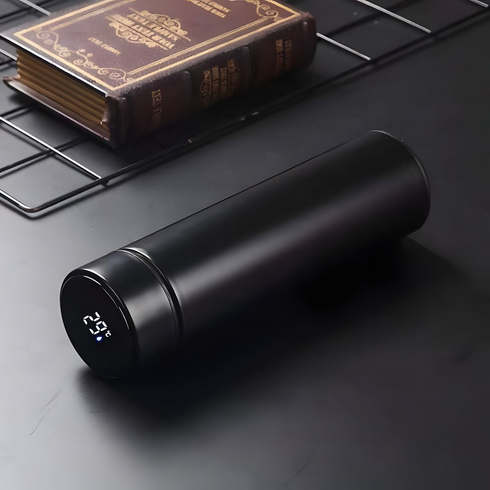 Temperature Display Smart Bottle- LED Bottle with Temperature - Black