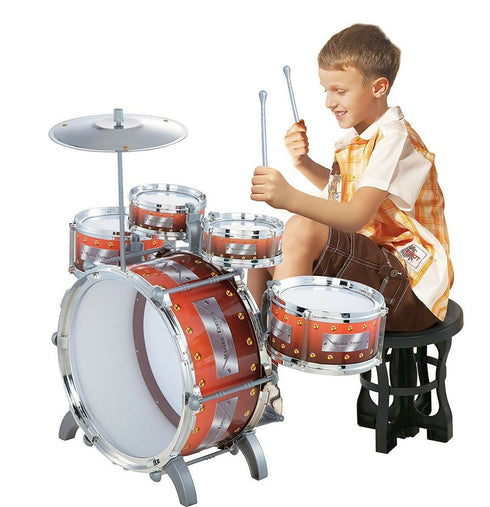 Kids Toy Drum Set with Stool & Drumsticks
