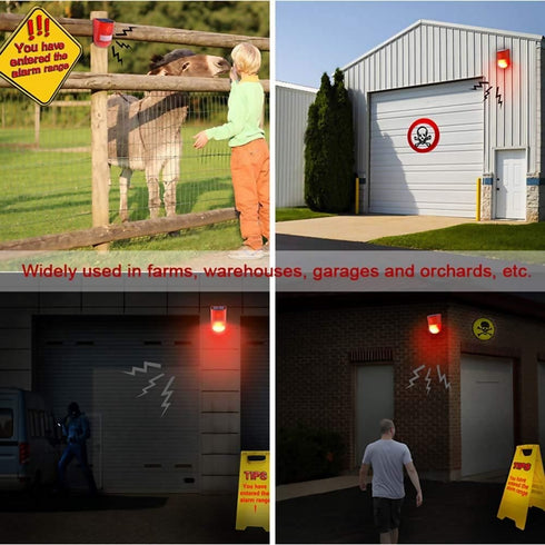 Solar Alarm Flashing 6 LED Light Motion Sensor Detector Security 110dB Siren