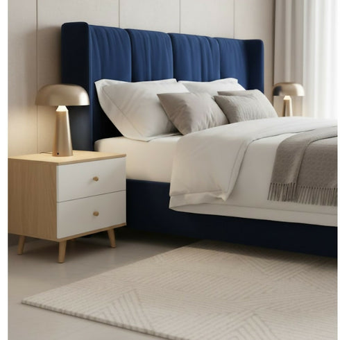 Two Drawer Bedside Table- Side Table With 2 Drawer-7016-Brown