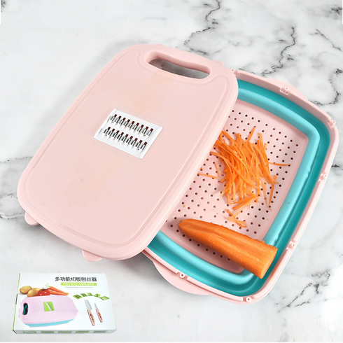9 in 1 Multifunction Kitchen Foldable Cutting Board Chopping Block with Washing Drain Basket