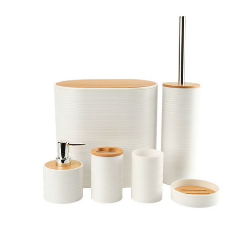 Bathroom Accessories Set with Eco-friendly Lids - 6 Piece