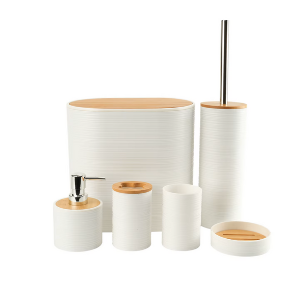 Bathroom Accessories Set with Eco-friendly Lids - 6 Piece