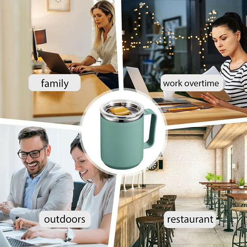 White Insulated Cup With Handle